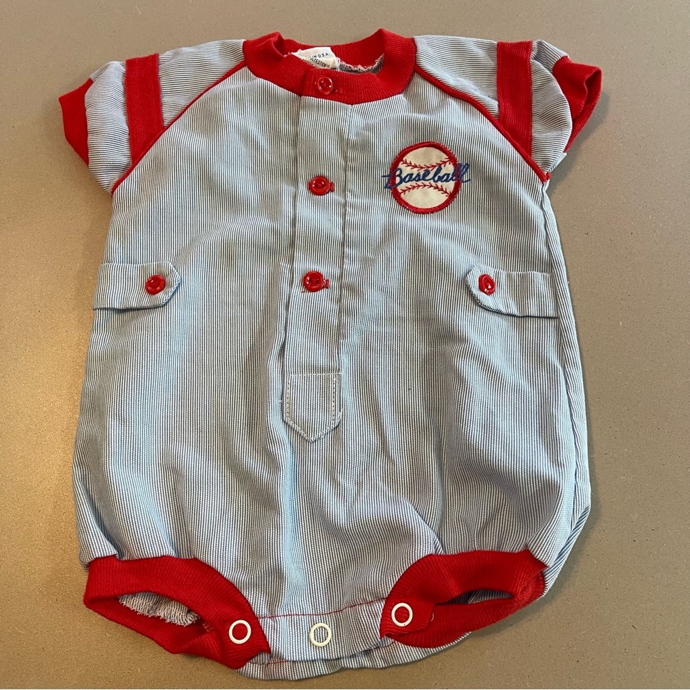 Alexis Red and Gray Baby Romper